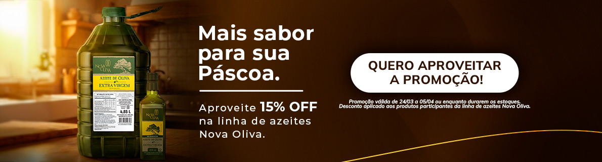 Promoção de Páscoa 15% OFF nos Azeites NO